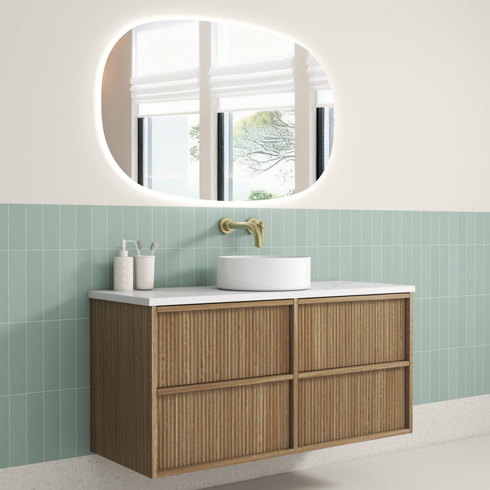 Venetta Fluted Framed Wall Hung 1180mm Harvest Oak Cabinet Only - VE1200WHAF
