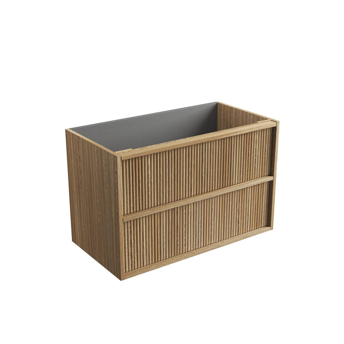 Venetta Fluted Framed Wall Hung 880mm Harvest Oak Cabinet Only - VE900WHAF