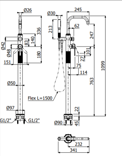Lumiere Floor Mounted Bath Filler