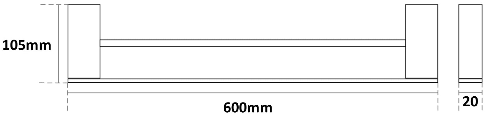 Zoya 600mm Double Towel Rail Rosa - 7831RO