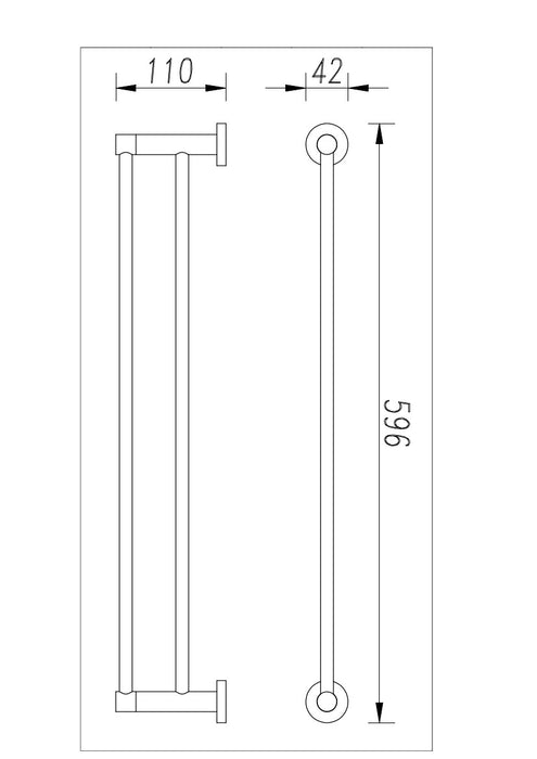 Cioso 596mm Double Towel Rail Gun Metal - 8831GM