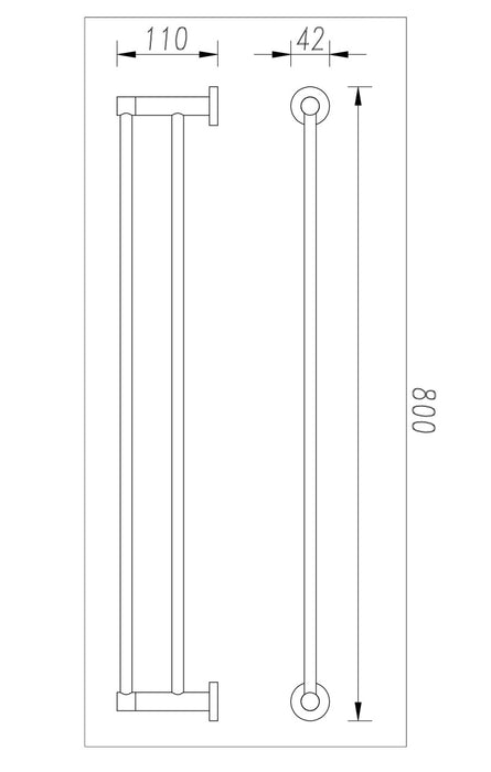 Cioso 800mm Double Towel Rail Matte Black - 8832BL