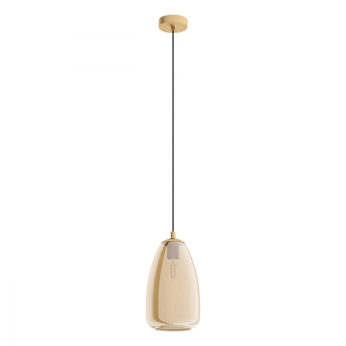 Buy Pendant Lights Australia Alobrase 1 Light Pendant Brass & Amber 200mm - 98648N