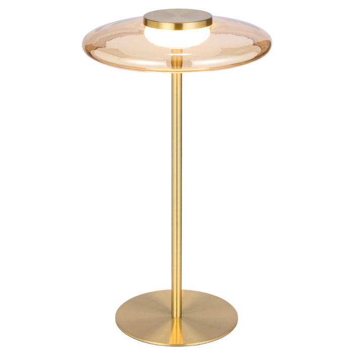 Amity LED Table Lamp 8W 3000K Brass & Amber - AMITY TL25-BRSAM