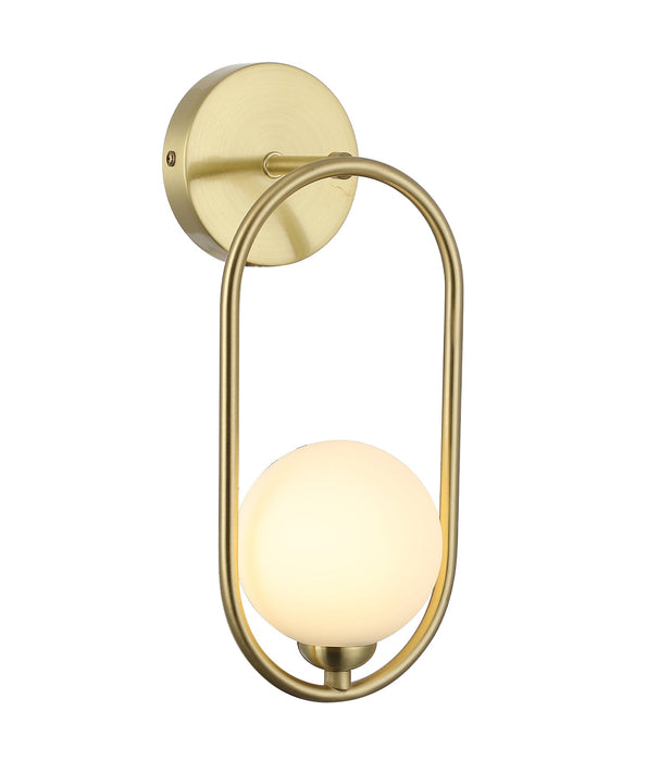Aro Round Opal Glass Frame Wall Light Satin Gold - ARO1