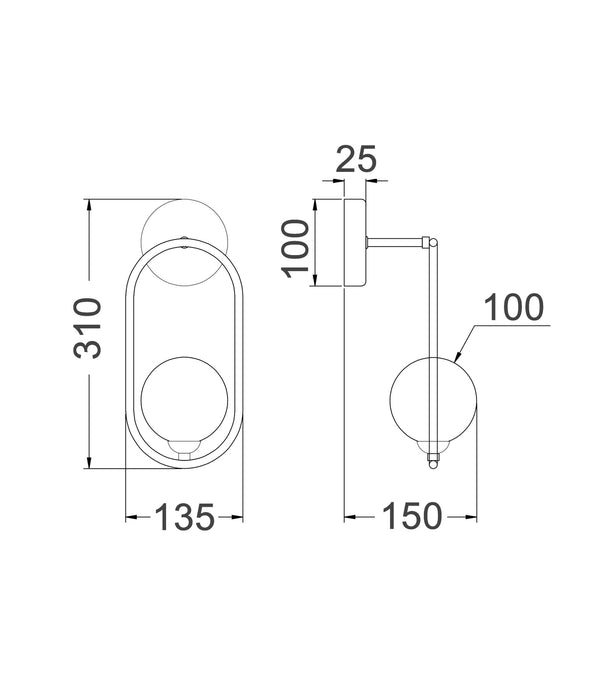 Aro Round Opal Glass Frame Wall Light Satin Gold - ARO1