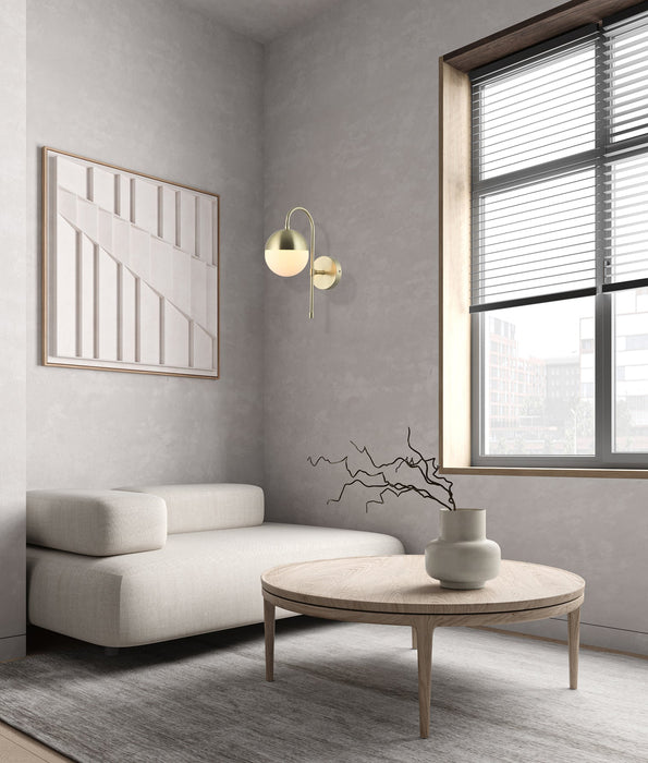 Aro Round Opal Glass Bracket Wall Light Satin Gold - ARO2