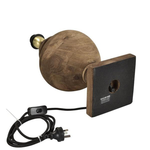 Buy Table Lamps Australia Amphora 1 Light Turned Wood Urn Table Lamp Small Base Only - Dark Natural - ZAF14126A