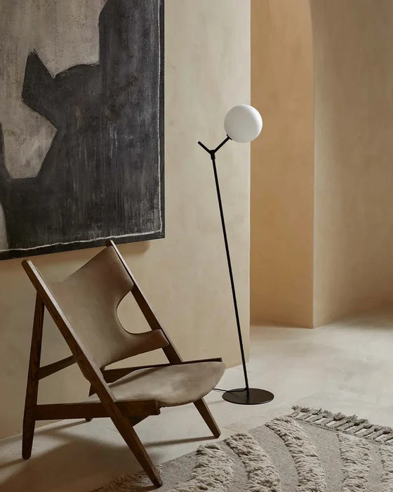 Atom LED Floor Lamp 5W 2700k Matte Black & Opal - ARO.P1214/NEG/OPAL