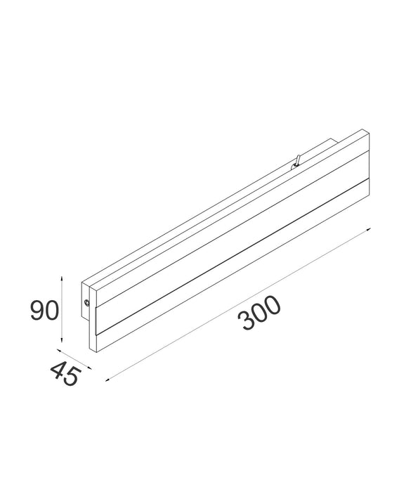 Banda LED 300mm Rectangular Wall Light Aluminium Black 9W 3CCT - BANDA1