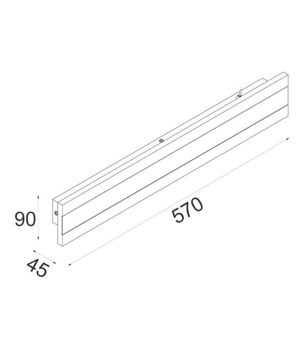 Banda LED 570mm Rectangular Wall Light Aluminium White 18W 3CCT - BANDA6