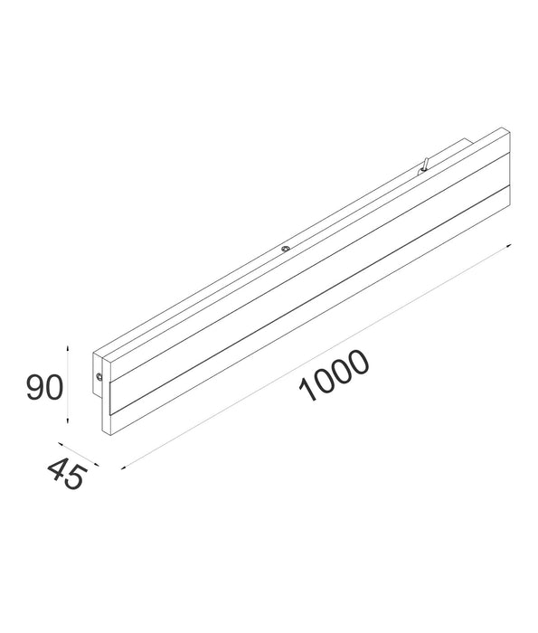 Banda LED 1000mm Rectangular Wall Light Aluminium White 32W 3CCT - BANDA7
