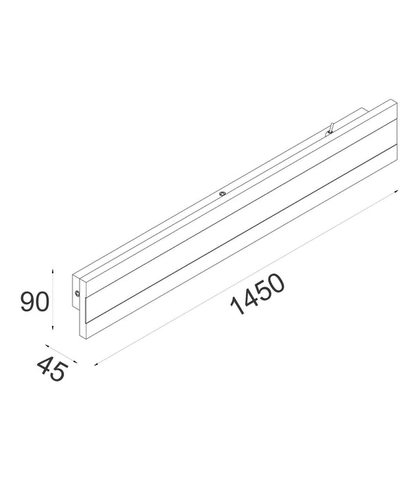 Banda LED 1450mm Rectangular Wall Light Aluminium Black 48W 3CCT - BANDA4