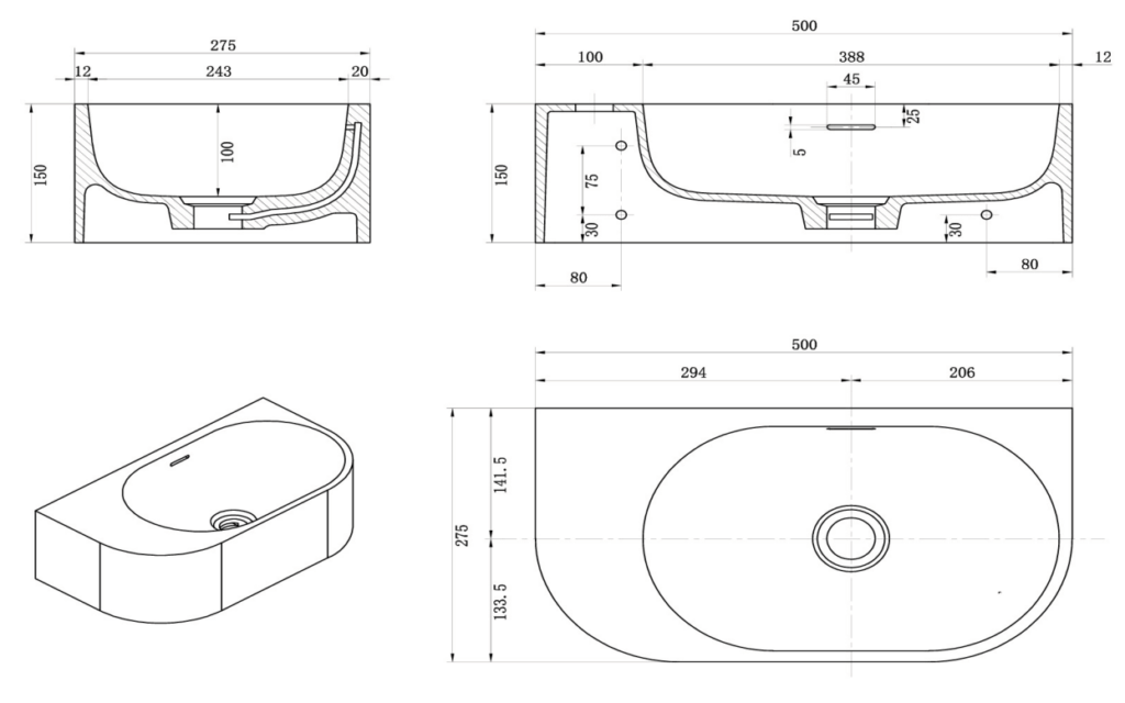 Elysia Left Hand Above Counter Basins Latte - BAS-L-502715-LAT