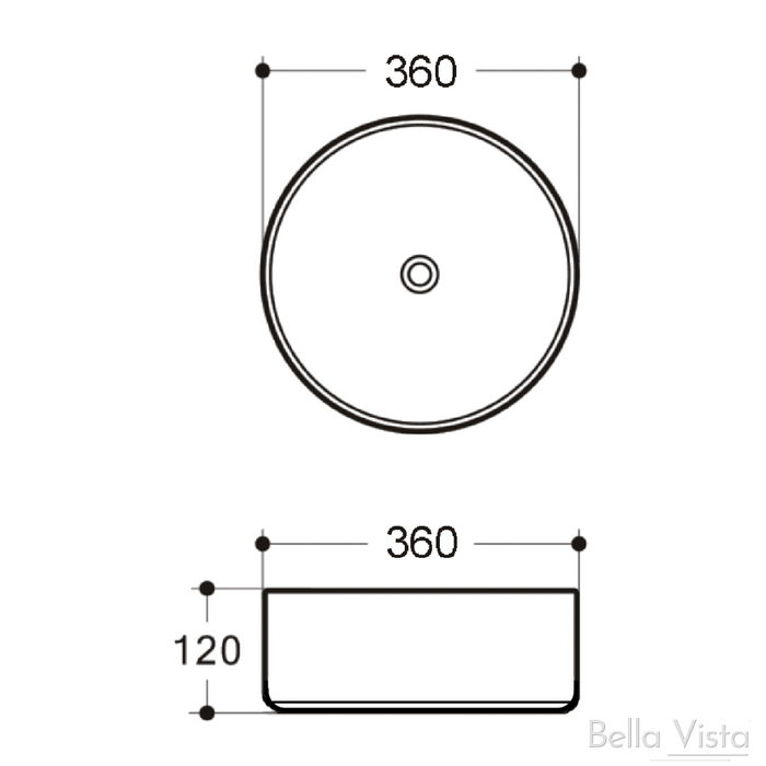 Rotonda 360mm Above Counter Basin Matte White - BAS-RND36512-V-MW