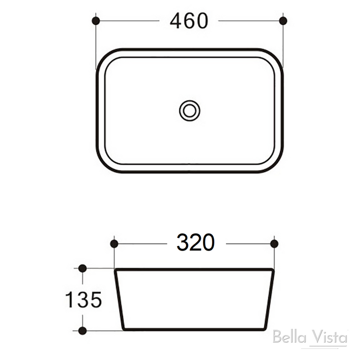 Lina 460mm Above Counter Basin Matte White - BASL-463213.5-MW