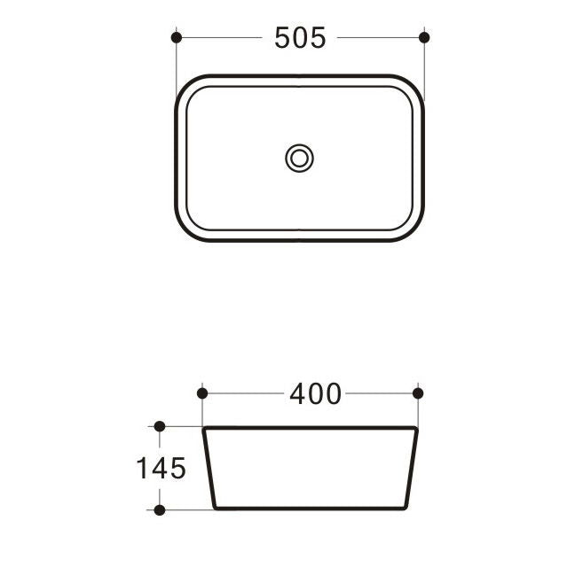 Lina 505mm Above Counter Basin Matte White - BASL-504014.5-MW
