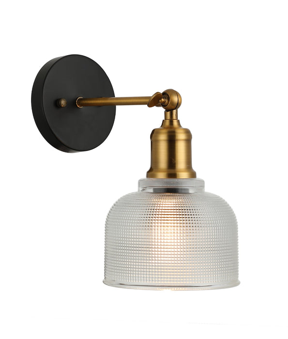Bell Dome Clear Segmented Wall Light Antique Brass & Black - BELL1