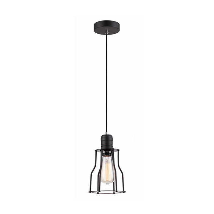 Buy Pendant Lights Australia Blackband 1 Light Black Iron Angled Cage Pendant - BLACKBAND2