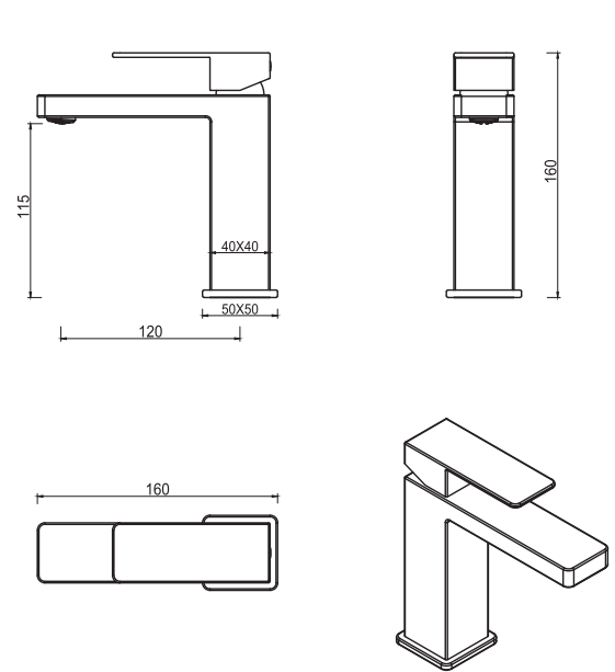 Aleko Project Basin Mixer Black - BMA-28-BLK