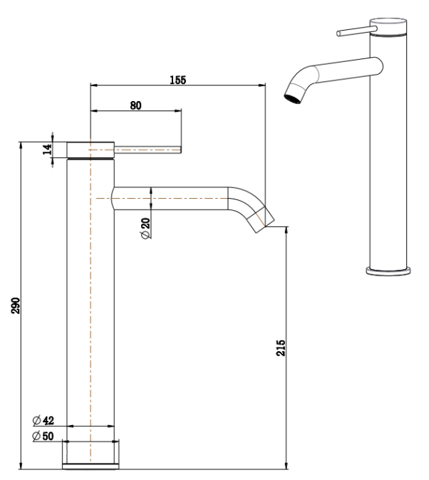 Mica Tall Basin Mixer Black - BMC-5-TALL-BLK