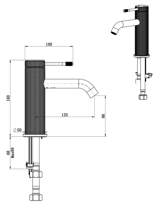 Mica Fluted Basin Mixer Brushed Nickel - BMC-6-NR-BN