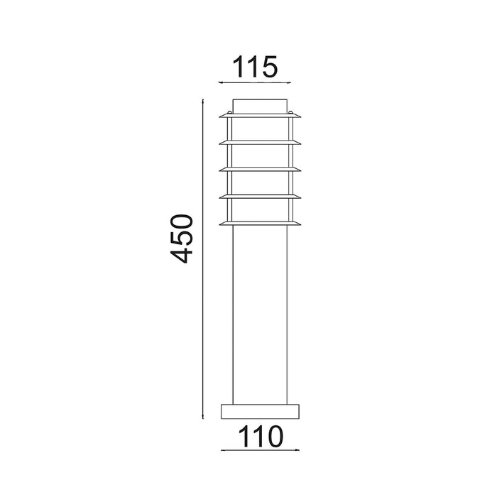 Buy Bollard Lights Australia Borda Louvred Bollard Light Short 304 Stainless Steel Black IP44 - BORDA3