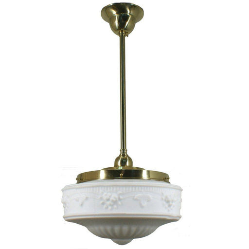 Buy Pendant Lights Australia Single Rod Pendant Brass With 11" Senator Opal Matt Glass - 3000247