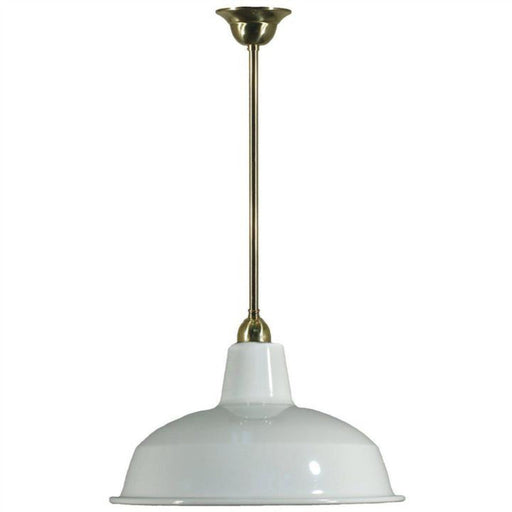 Buy Pendant Lights Australia Single Rod Pendant Brass With 300mm Warehouse White Shade - 3000277