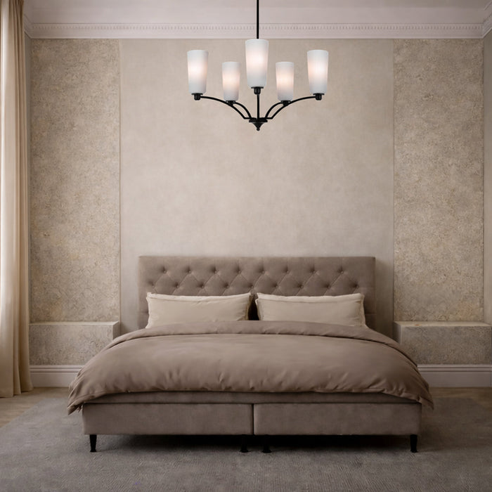 Brevan 5 Light Pendant Light Black & Alabastro - BREVAN PE5-BKMB