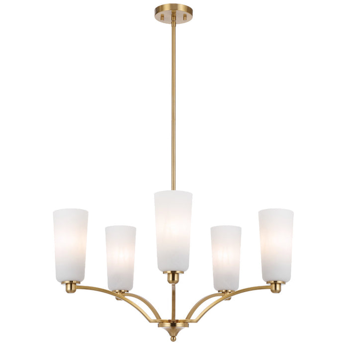 Brevan 5 Light Pendant Light Antique Gold & Alabastro - BREVAN PE5-AGMB
