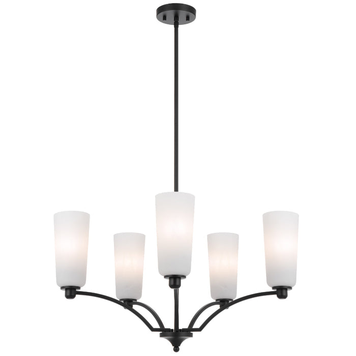 Brevan 5 Light Pendant Light Black & Alabastro - BREVAN PE5-BKMB