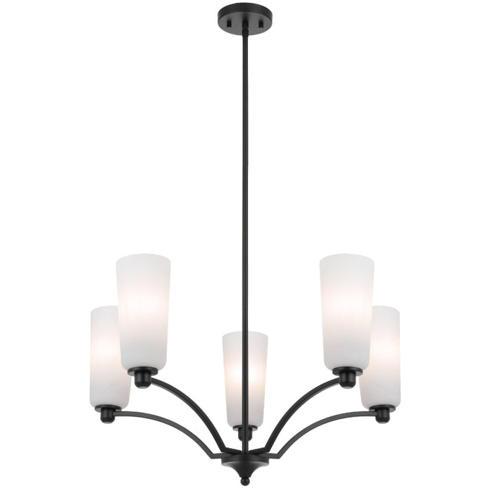 Brevan 5 Light Pendant Light Black & Alabastro - BREVAN PE5-BKMB