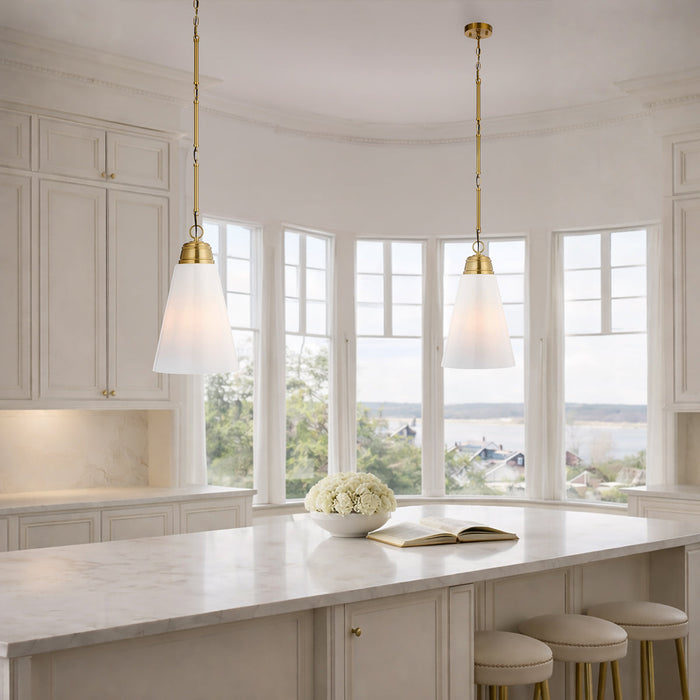Brine 288mm Pendant Light Antique Gold & Opal - BRINE PE28-AG