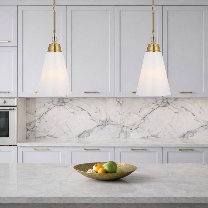 Brine 288mm Pendant Light Antique Gold & Opal - BRINE PE28-AG