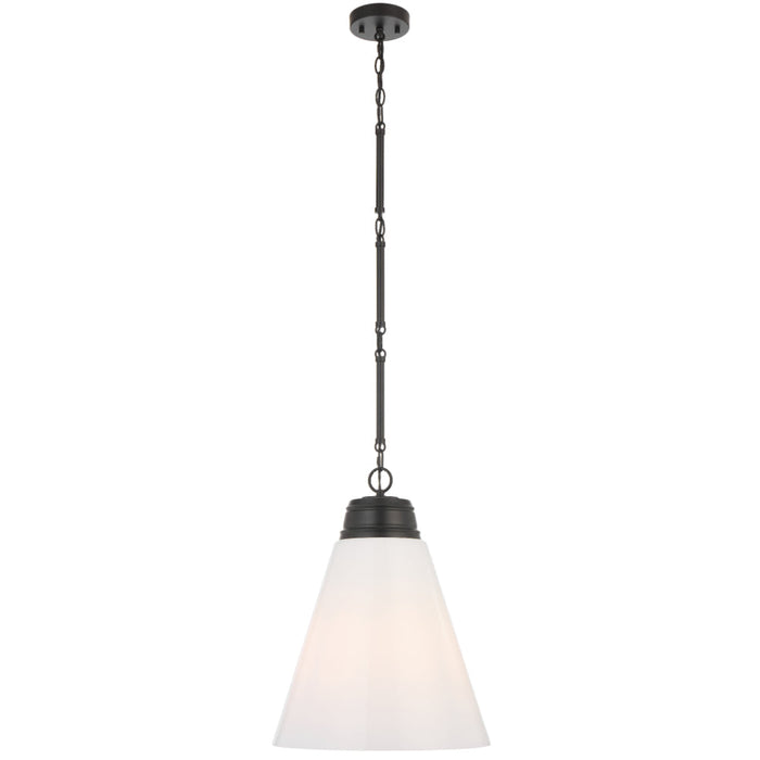 Brine 400mm Pendant Light Matt Black & Opal - BRINE PE40-BK