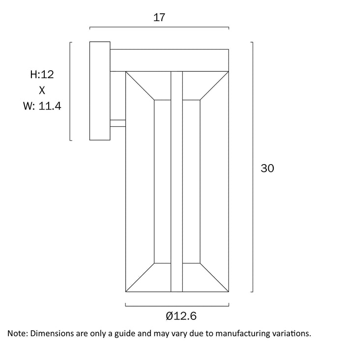 Brixon 300mm Exterior Wall Light 16W 3000K Black - BRIXON EX30-BK