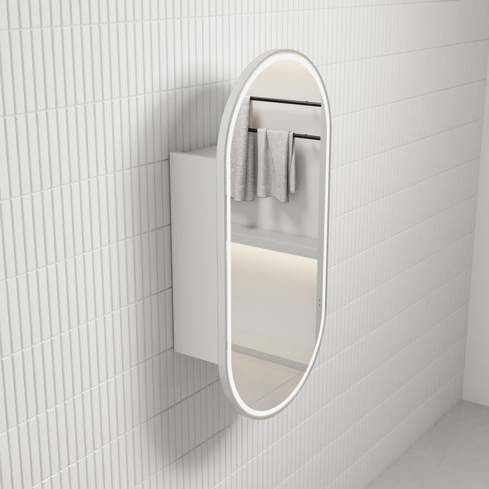 Beau Monde LED Shaving Cabinet 3CCT Matte White With Brushed Nickel Frame - LSCBM-450-MW-BN