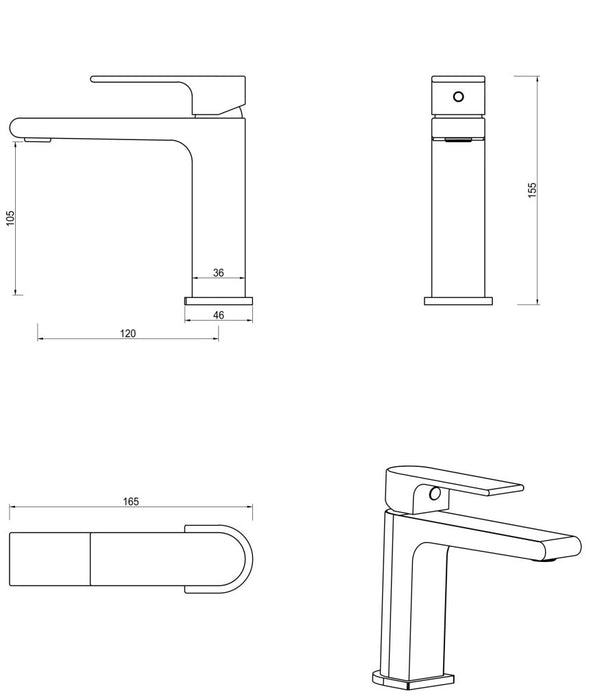 Beki Basin Mixer Brushed French Gold - BMB-8-FG