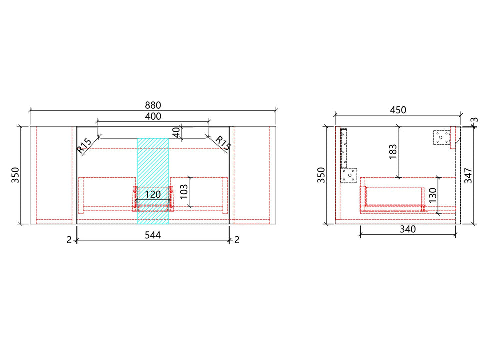Savio 900mm Wall Hung Vanity Cabinet Only - CAWH45-900