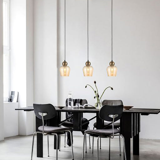 Buy Island Pendant Lights Australia Interior Bronze Amber Ellipse Glass Shape 3 Light Island Pendant - CHAMPAN1X3S