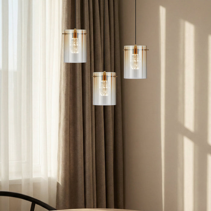 Crevil  LED Pendant 4W 4000K Antique Gold & Amber - CREVIL PE1-AGAM