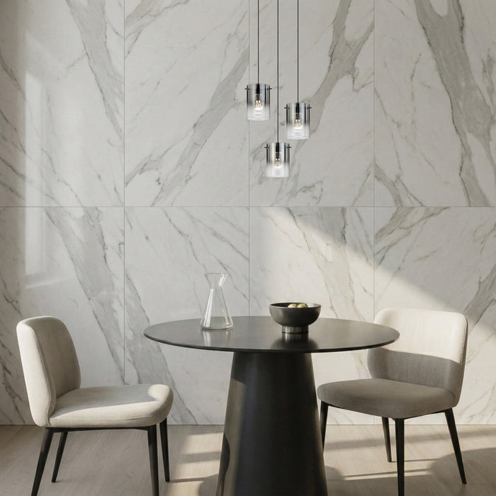Crevil 3 Light LED Pendant 12W 4000K  Black & Smoke- CREVIL PE3-BKSM
