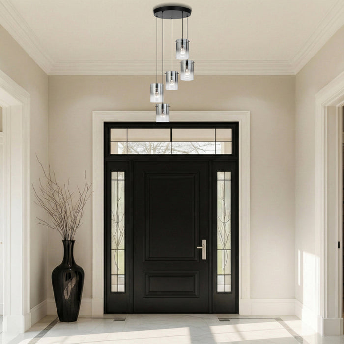 Crevil 5 Light LED Pendant 16W 4000K Black & Smoke - CREVIL PE5-BKSM