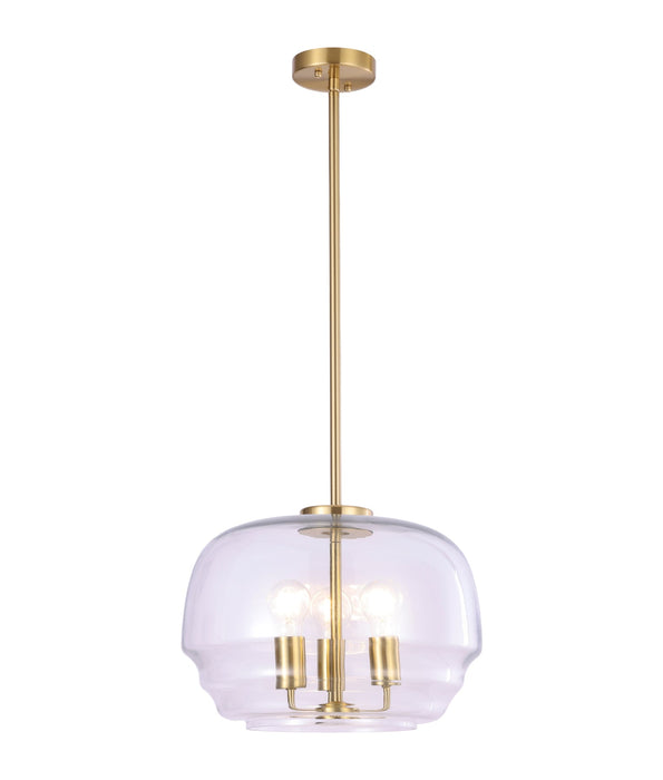 Cuad Interior Wine Glass Shape Pendant Light Clear & Brass - CUAD3