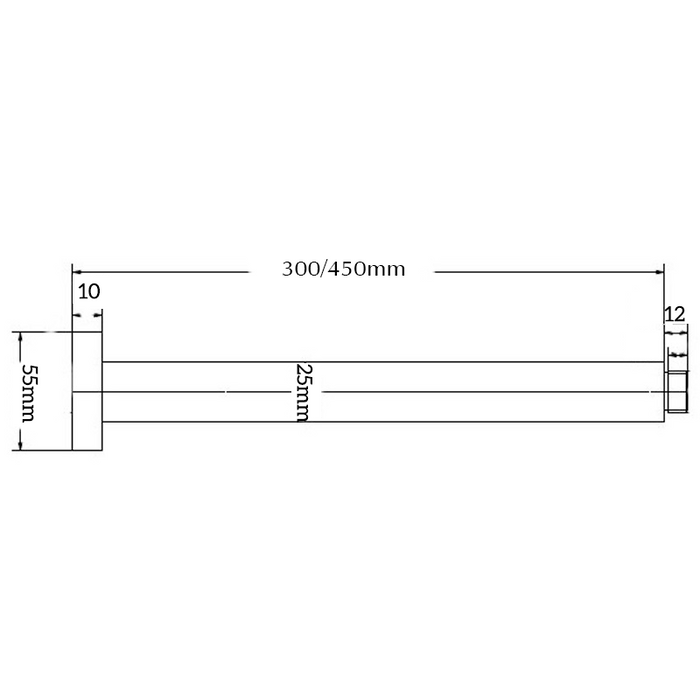 Cresta 300mm Ceiling Arm Black - RP-300-S-BLK