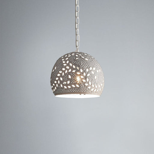 Buy Pendant Lights Australia Coral Small 1 Light Hand Cut Patterned Dome Pendant - White - ZAF13004