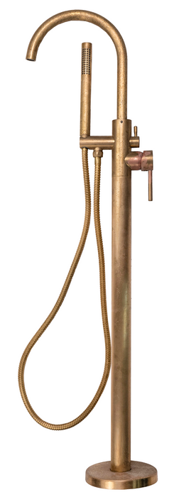 LVB Mica Freestanding Bath Mixer With Hand Shower Living Brass - BFM-HS-5-LVB