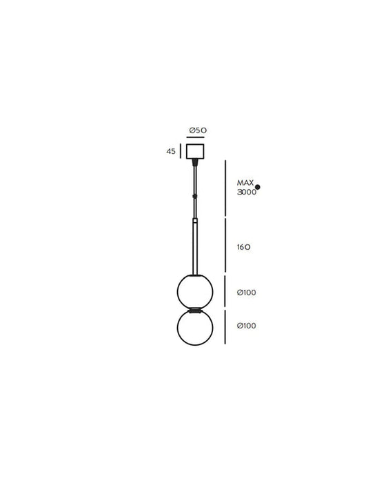 Dalt LED Pendant Black Marble & Black Stem - ARO.C1280/NEG