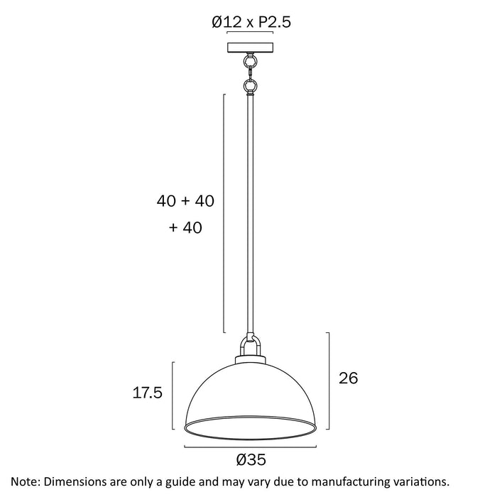 Emerson Medium Pendant Light Black - EMERSON PE35-BK